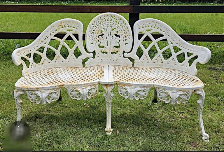 Garden ornate victorian heavy cast iron bench love seat