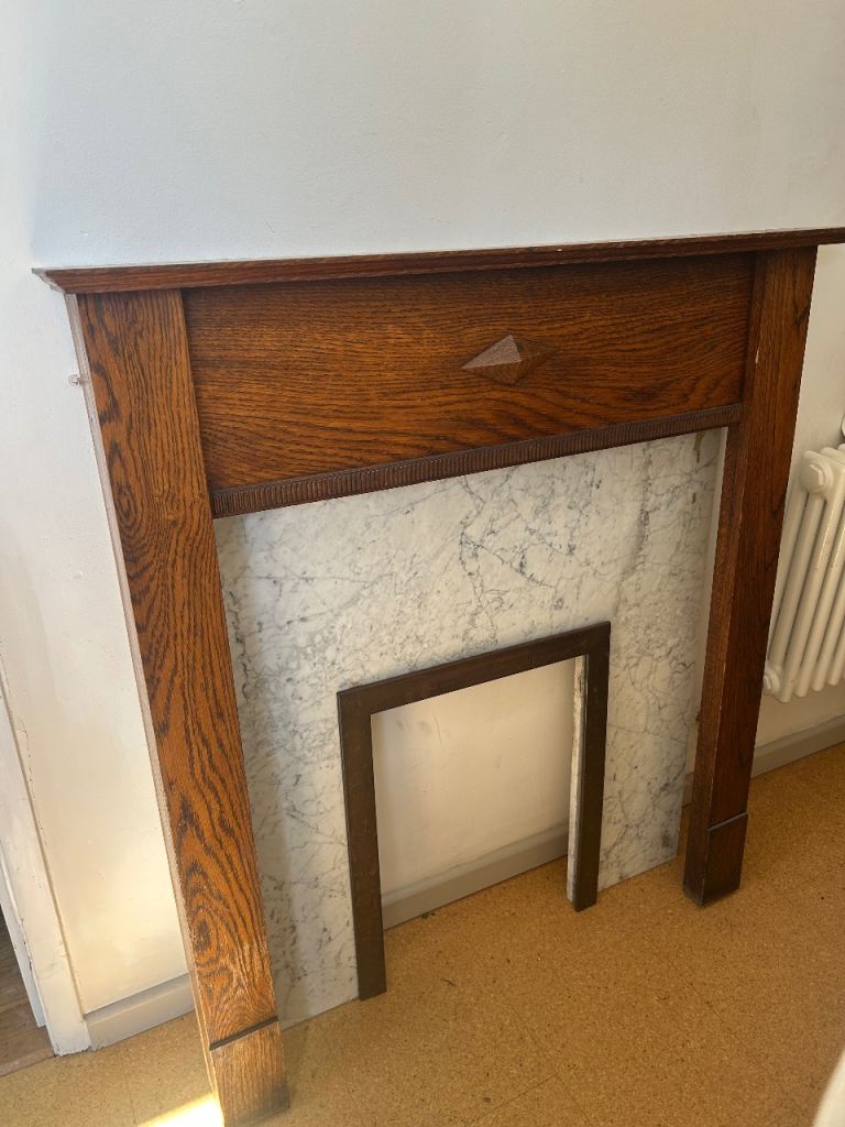 FREE wood and marble fireplace surround