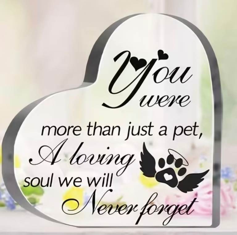 Pet glass heart memorial ornament 