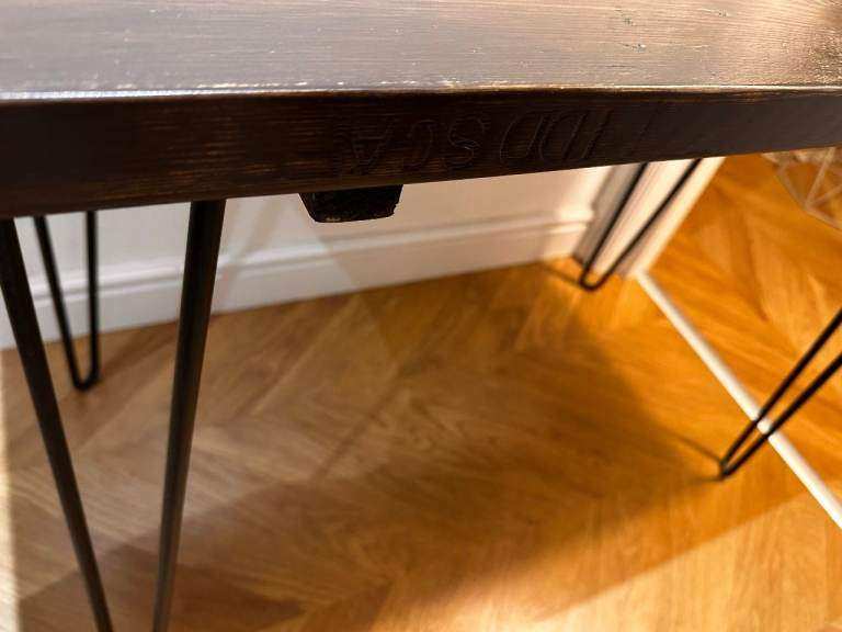 🪵 Reclaimed Scaffold Wood Desk with Black Hairpin Legs