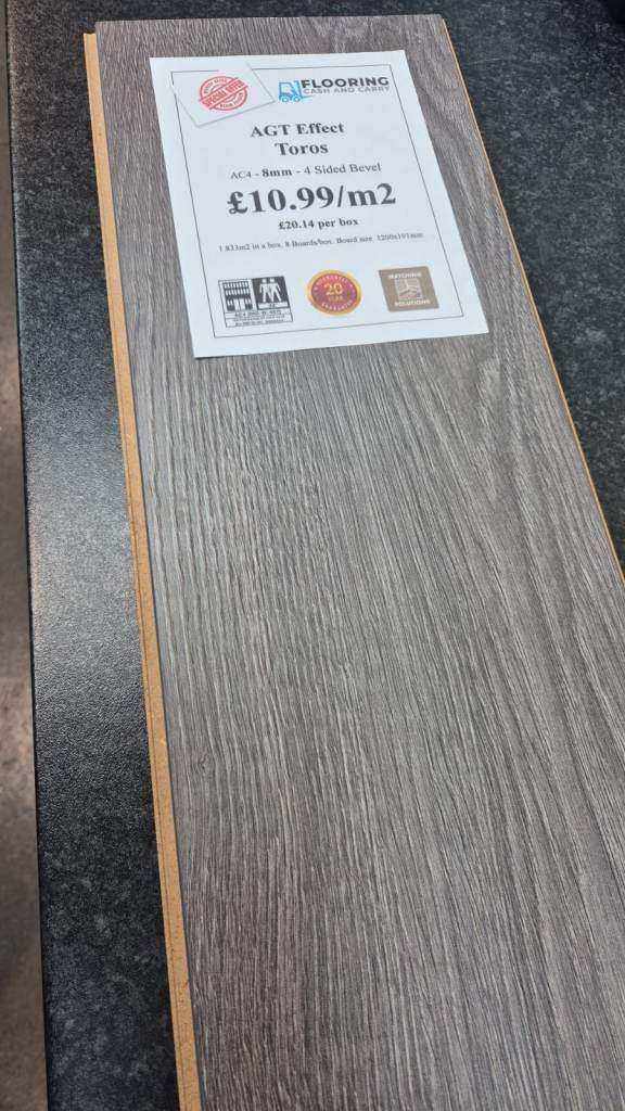 AGT Effect Toros 8mm Grey Laminate Flooring CHEAPEST IN THE UK | FREE COLLECTION