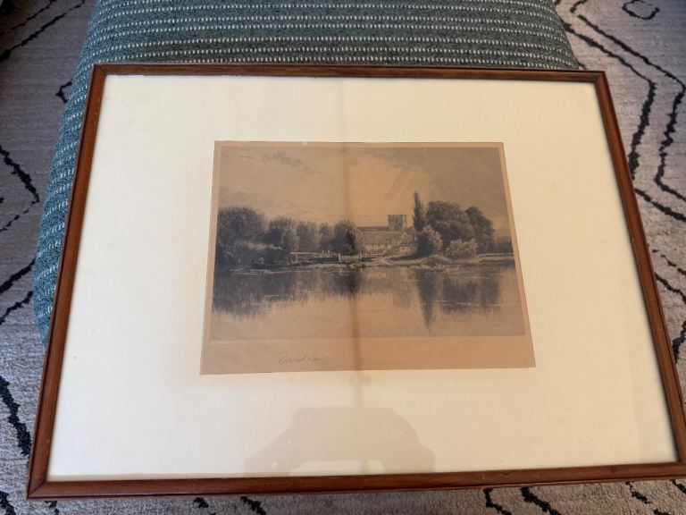 David Law Framed Vintage Landscape Etching Signed