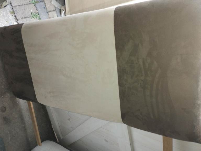 Fabric Headboard – Beige and Brown Stripes