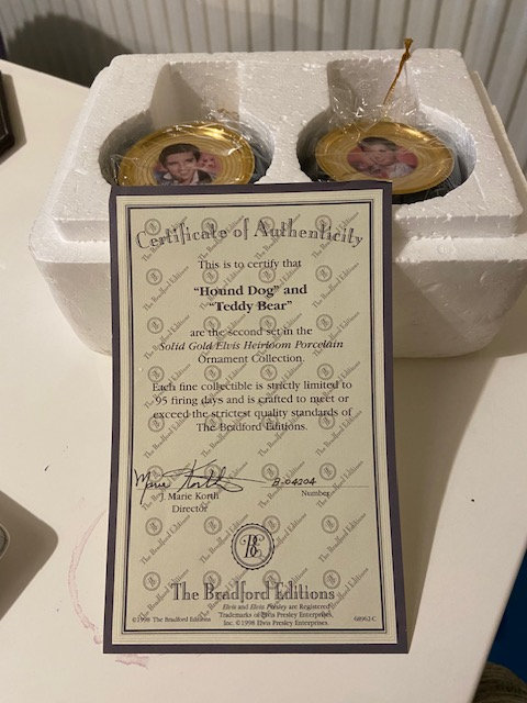 V. RARE: Elvis Christmas Baubles *BRAND NEW & COA* BRADFORD EXCHANGE SET 3 of 4