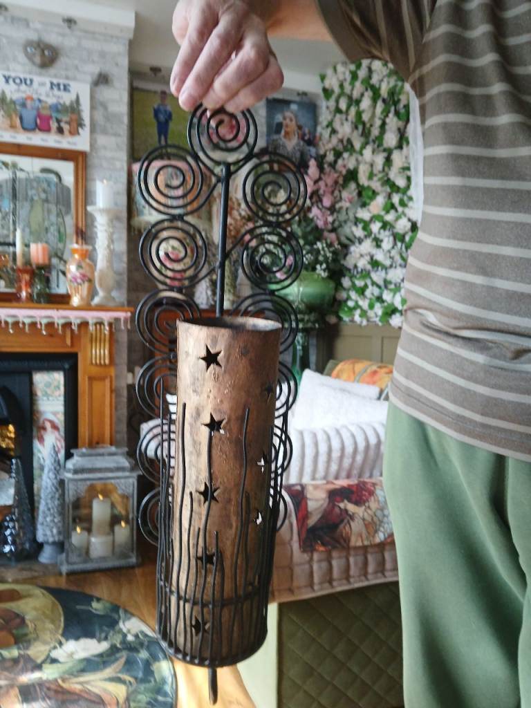 Decorative Metal & Wood Candle Holder / Lantern