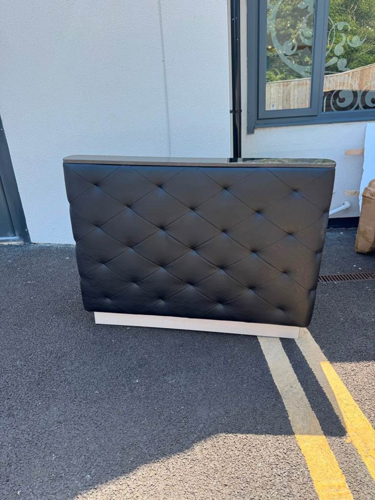 Black Tufted Reception Desk / Retail Counter – Good Condition