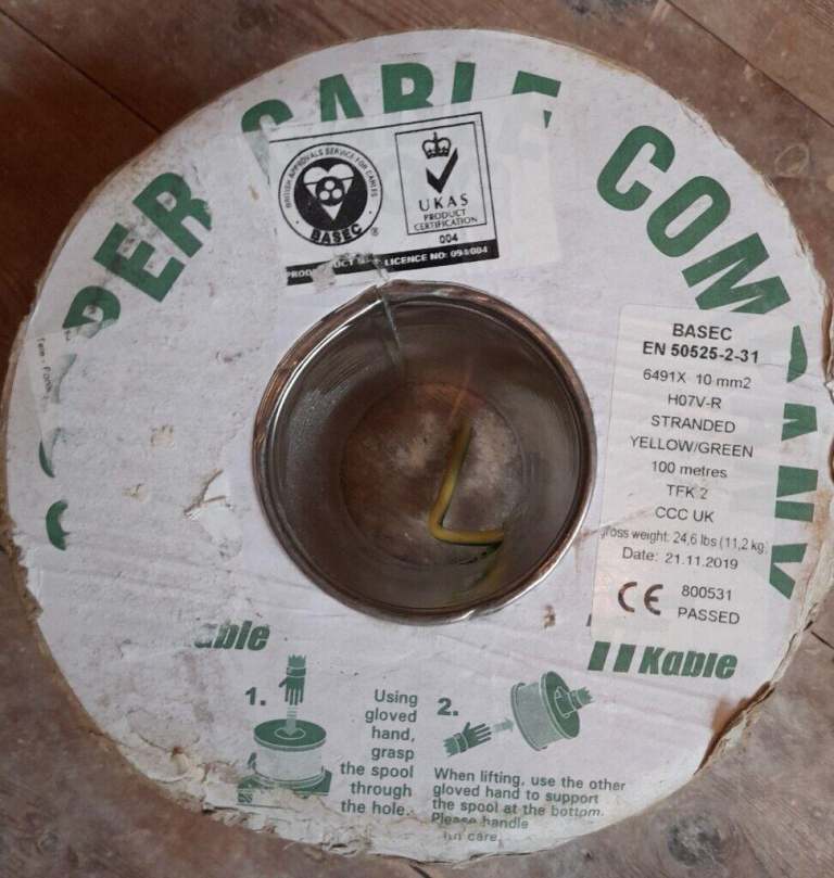 10mm Earth green and yellow cable