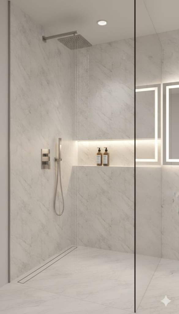 Cream marble pvc shower wall panel 2400x1000x10mm