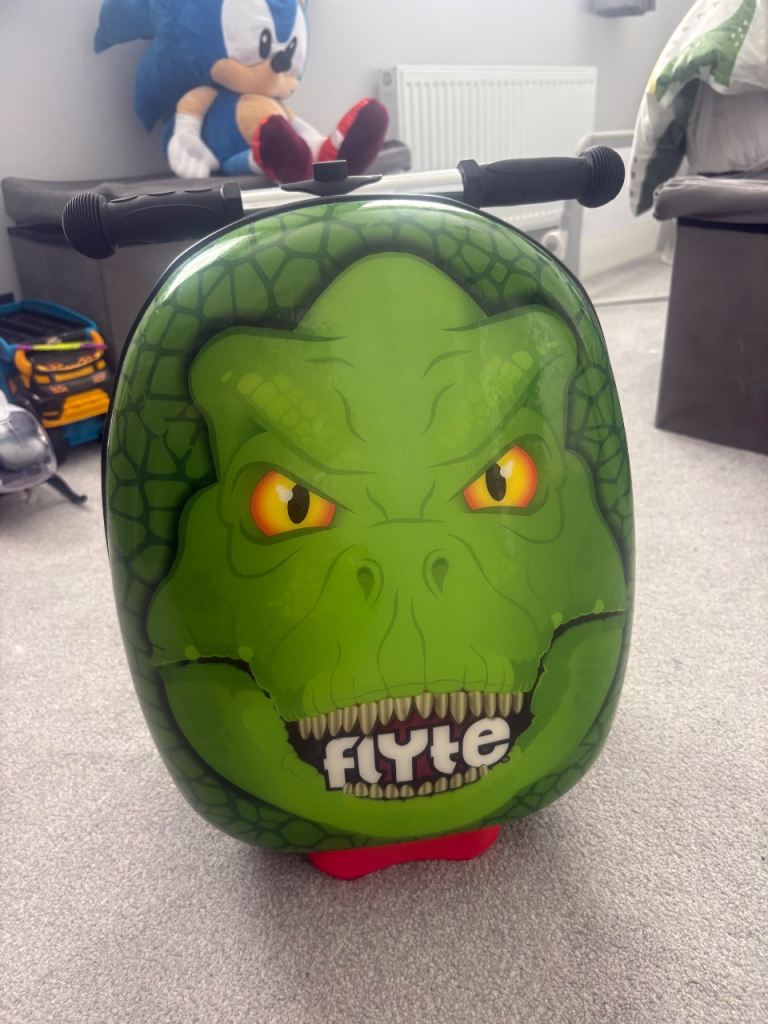  Flyte Scooter Suitcase - Dinosaur Design, Green