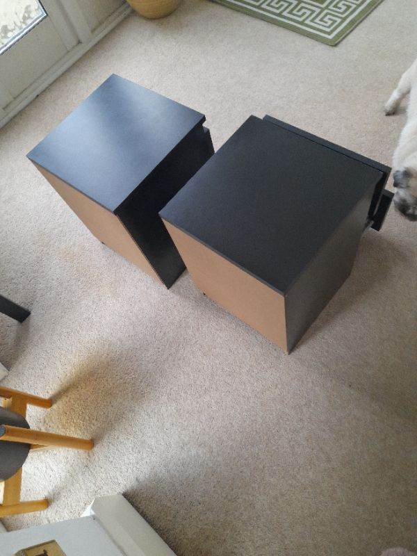 2x black bedside cabinets  