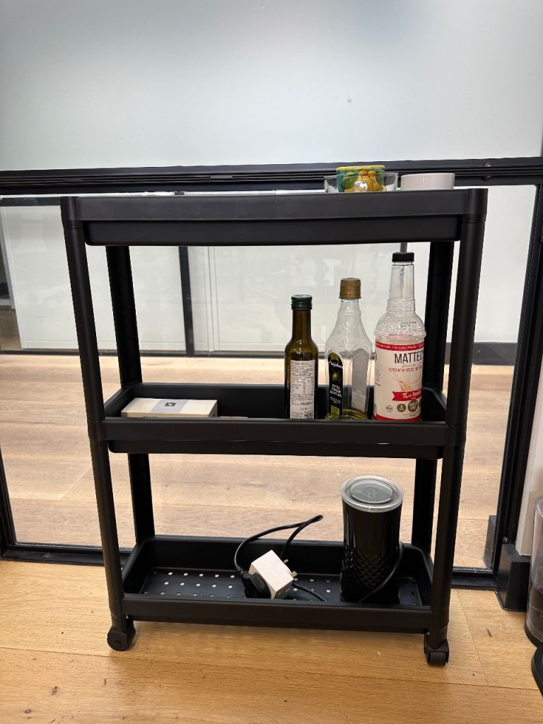Black 3-Tier Storage Trolley on Wheels – Good Condition