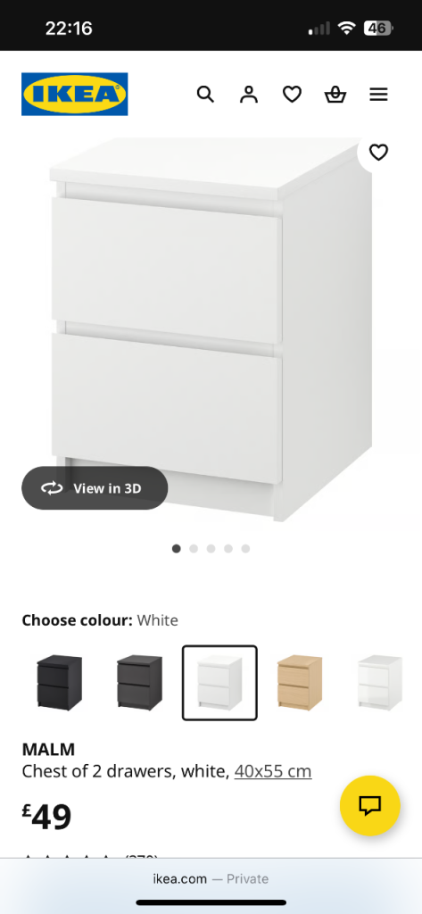 Ikea Malm 2 Drawer 