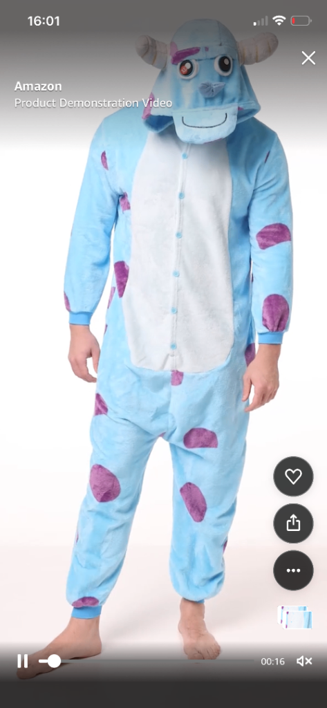 Sulley Kigurumi Onesie - New, XL Size