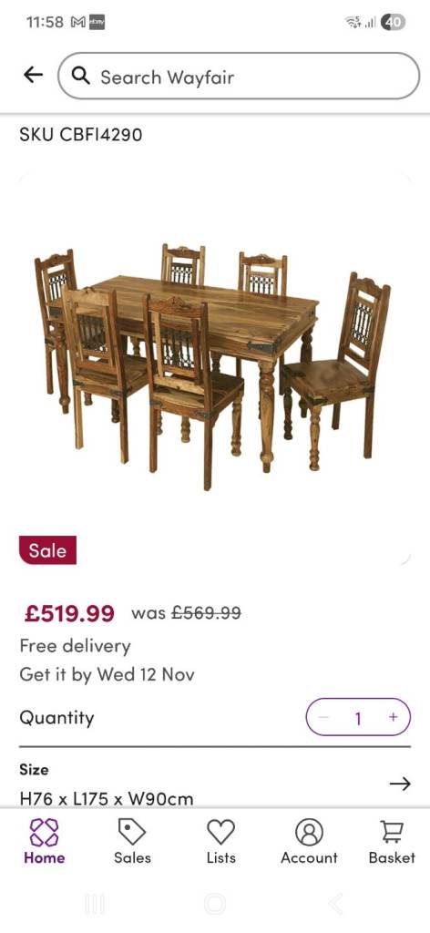 Mango oak dining table and chairs