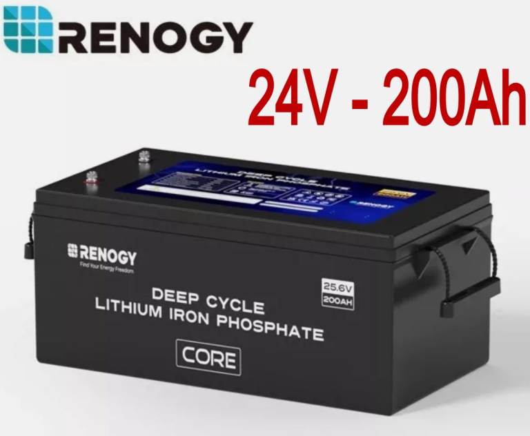 Renogy 24V 200Ah LiFePO4 Deep Cycle Battery – Self Heating – IP65 – UNUSED – 5000+ Cycles