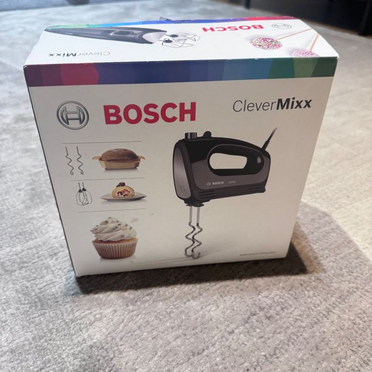 New Bosch CleverMixx MFQ2420BGB Hand Mixer, 400 W - Black & Stainless Steel