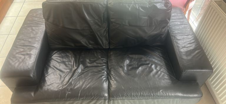 FREE Black faux Leather Two-Seater Sofa – pick up only Good Condition