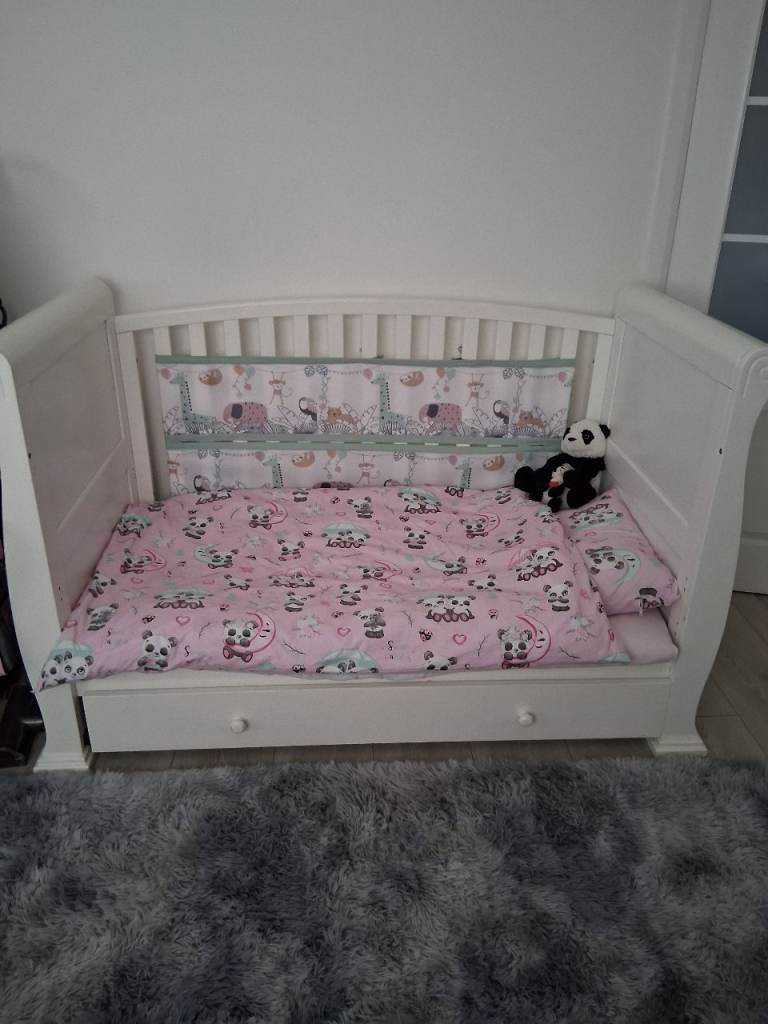 White sleigh childrens cot bed