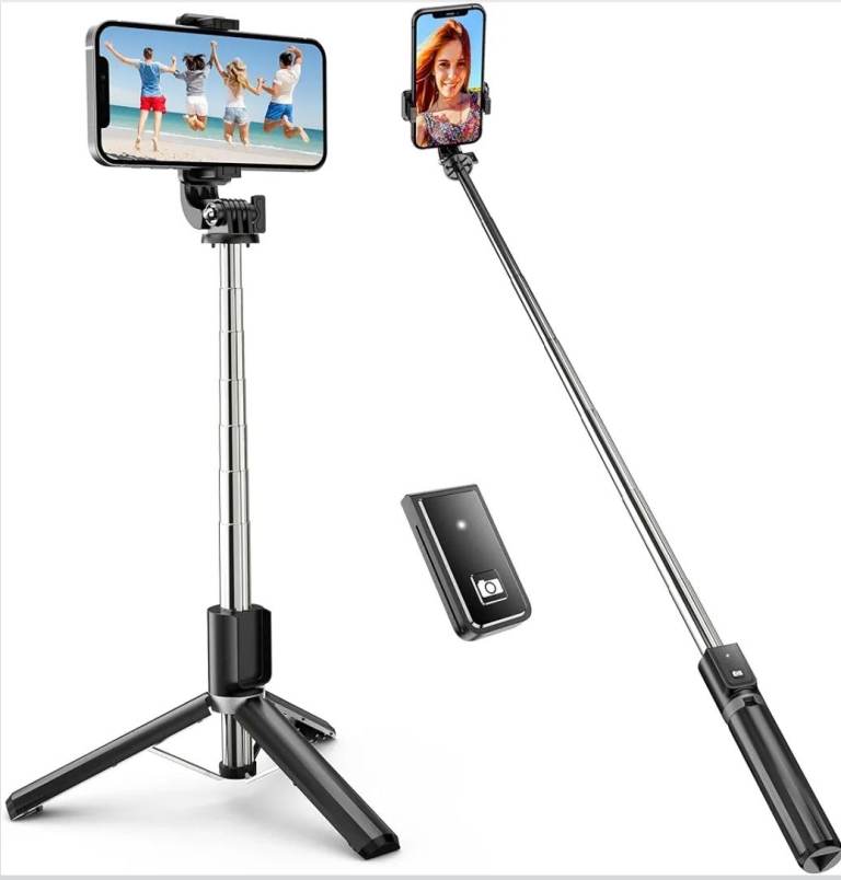 ATUMTEK 1m Selfie Stick Tripod, Extendable Bluetooth Selfie Stick with Wireless Remote 