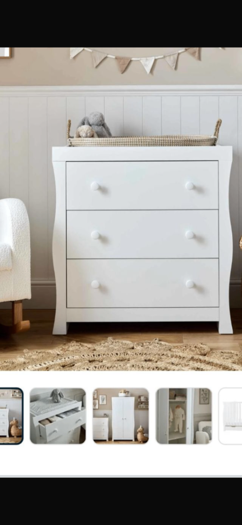 image for John Lewis little acorns Sleigh Dresser, White, chest of drawers
