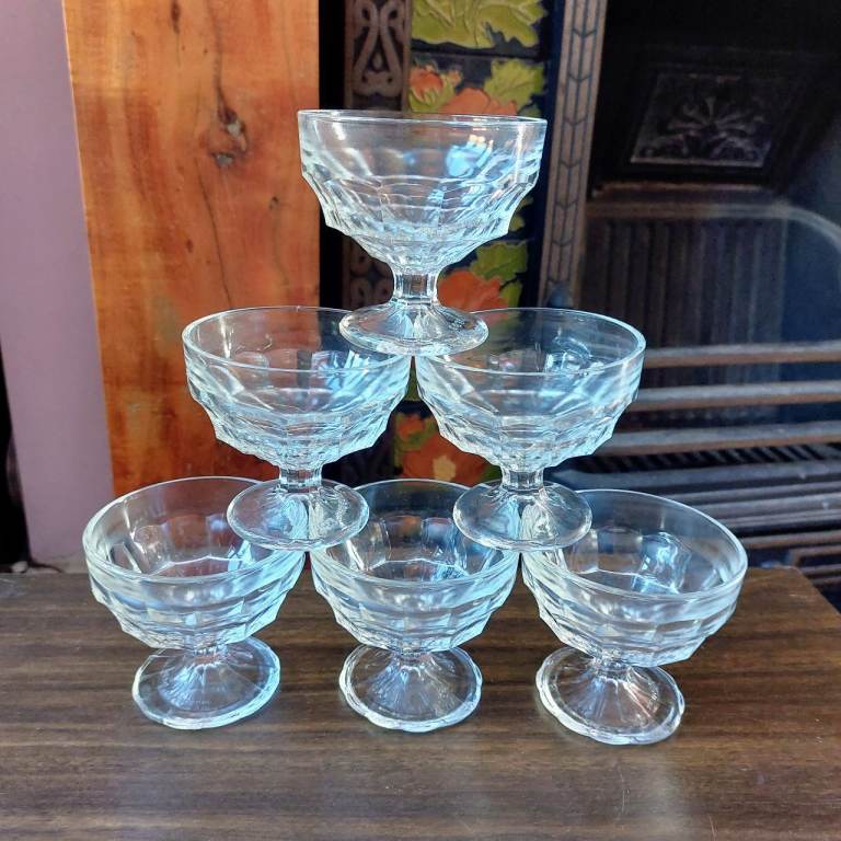 image for Six Vintage Clayton Myers Jacobean Sundae Dishes 