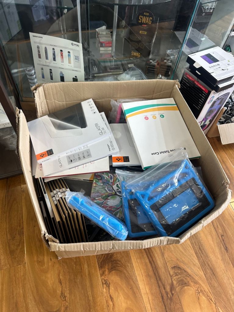Job lot 90 pcs of mixed protectors and cases for phone and tablets etc 