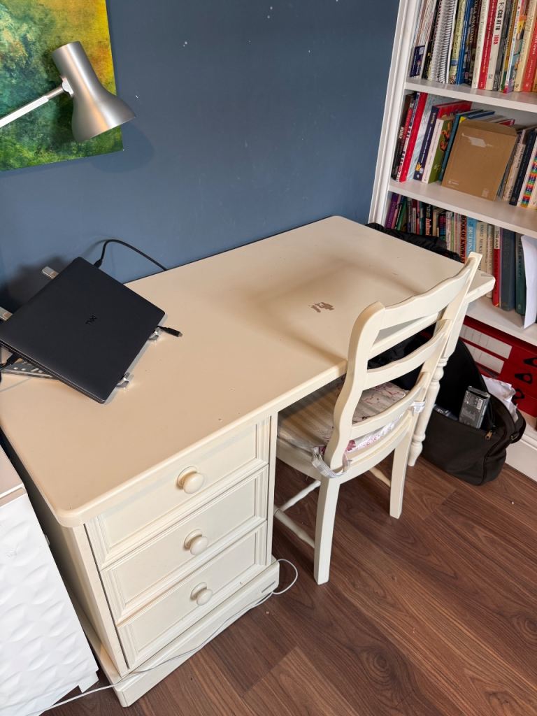 Desk with three drawers + chair