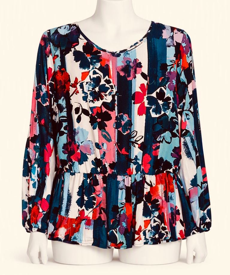TU Ladies Blouse • UK Size 18 • Elasticated Waist • Bold Autumn Colours • Excellent Condition!
