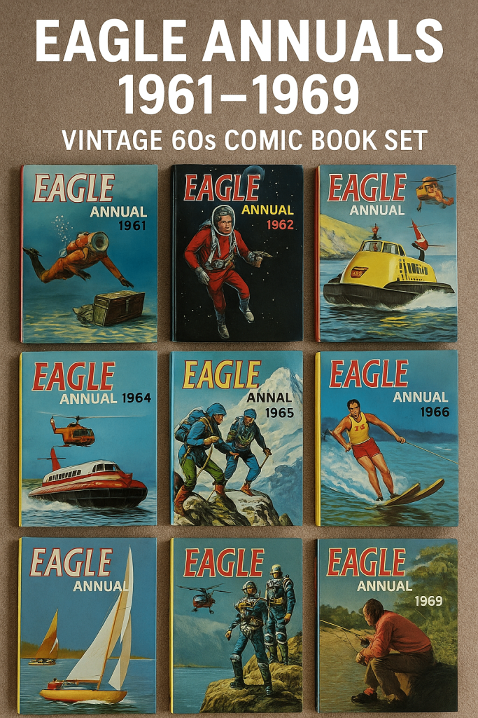 Eagle Annuals 1961–1969 - Vintage 60s Comic Book Set - Classic British Boys’ Annuals