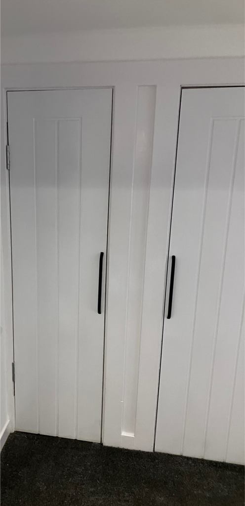 5 x black bow shaped narrow metal handles 305mm long 288mm hole centre