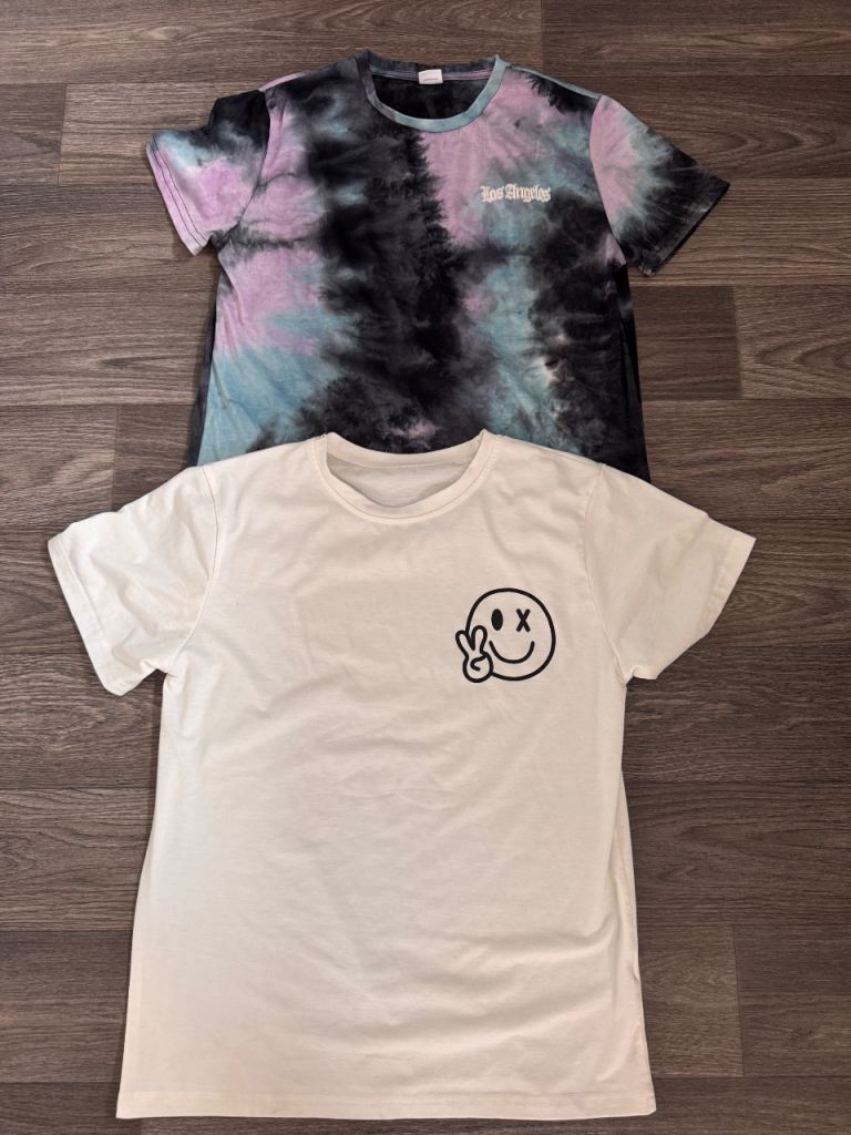 Boys 13-14 T-shirts white black blue tie dye