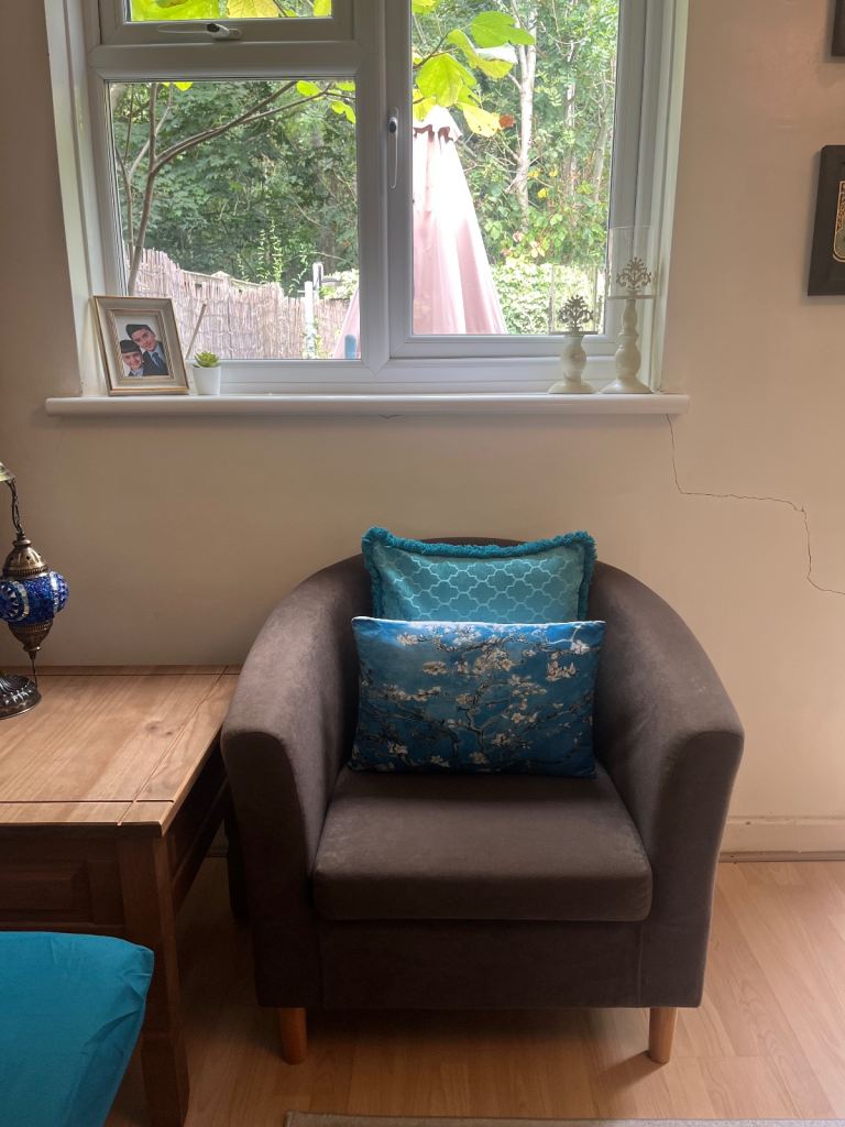 Immaculate Brown Velvet Plush Tub Chair Armchair