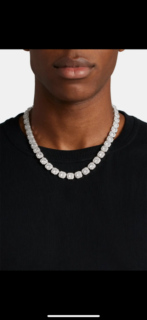 10mm Clustered Tennis Chain & Bracelet - White Gold