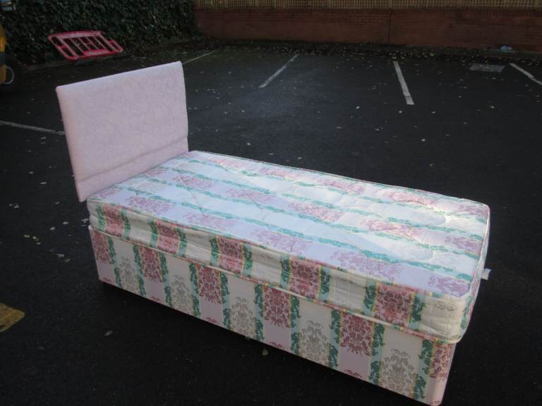 image for SINGLE BED C/W MAUVE HEADBOARD at HAVEN TRUST CHARITY SHOP