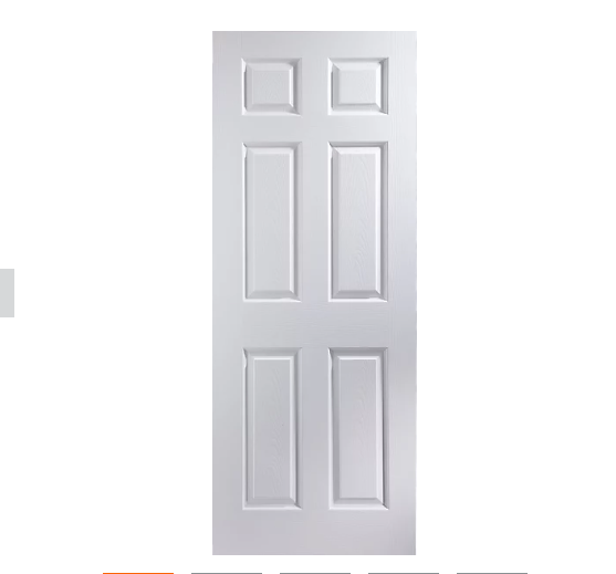 6 Panel Unglazed Cottage White Woodgrain Effect Internal Door - (H) 1981mm x (W) 838mm