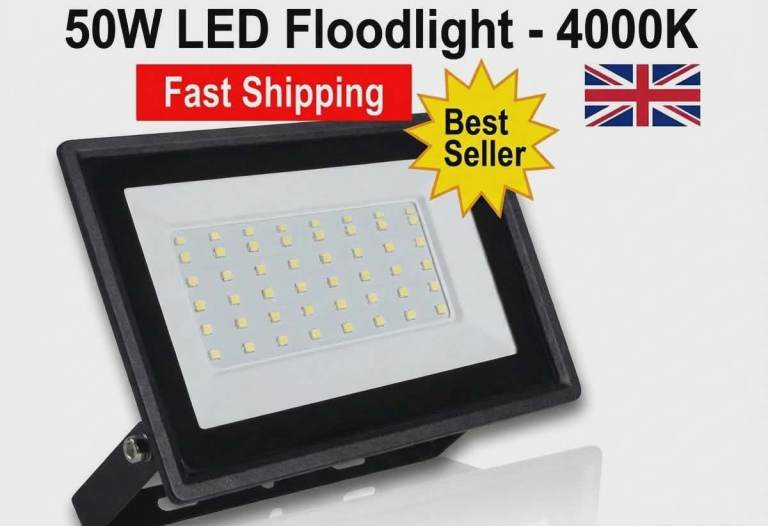 50W LED Floodlight – IP65 Outdoor Security Light