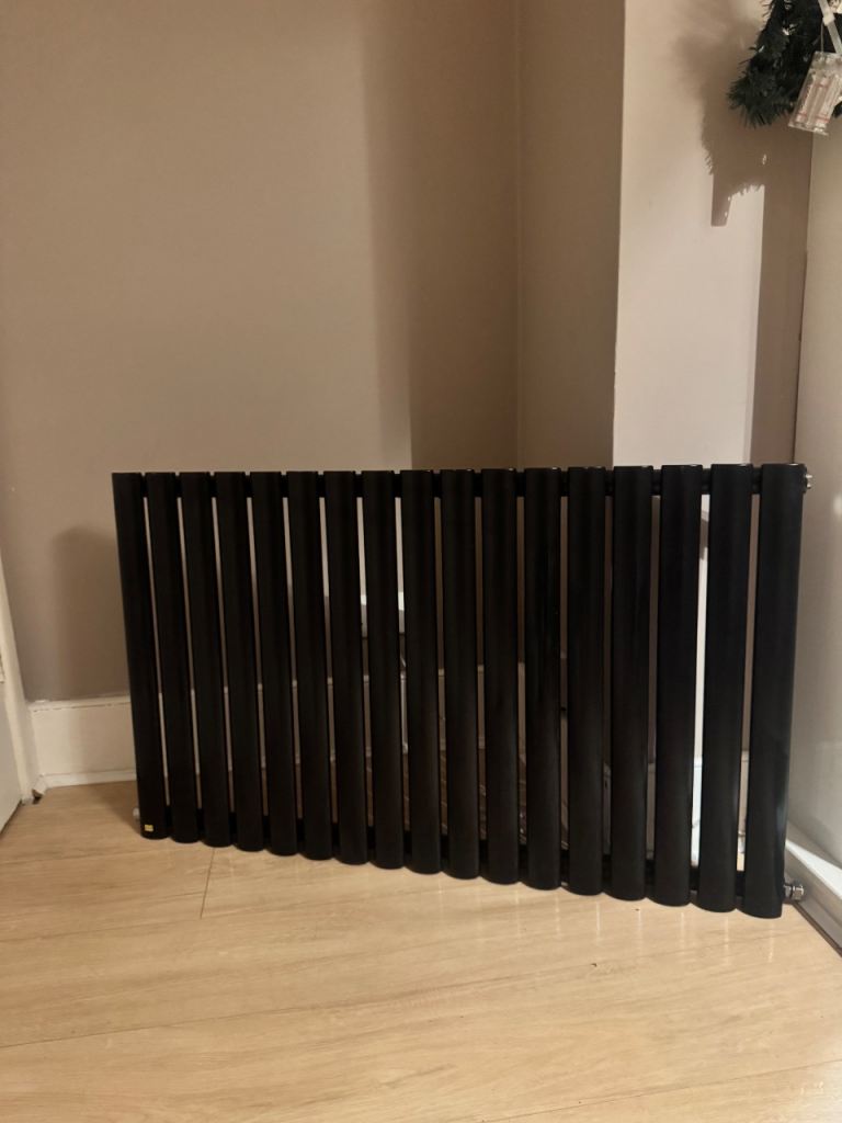 image for SKY Bathroom central heating 600x1003mm Horizontal oval design radiator in black