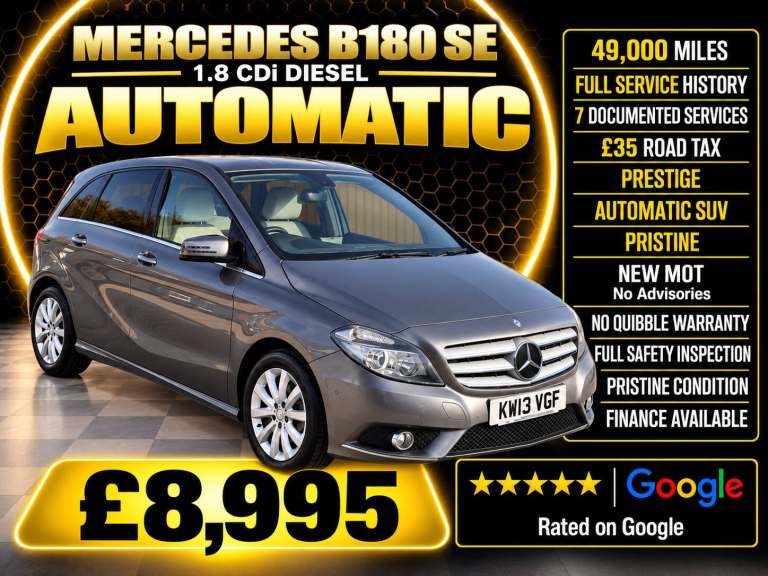 2013 Mercedes-Benz B Class B180 CDI BlueEFFICIENCY SE 5dr Auto MPV Diesel Automatic