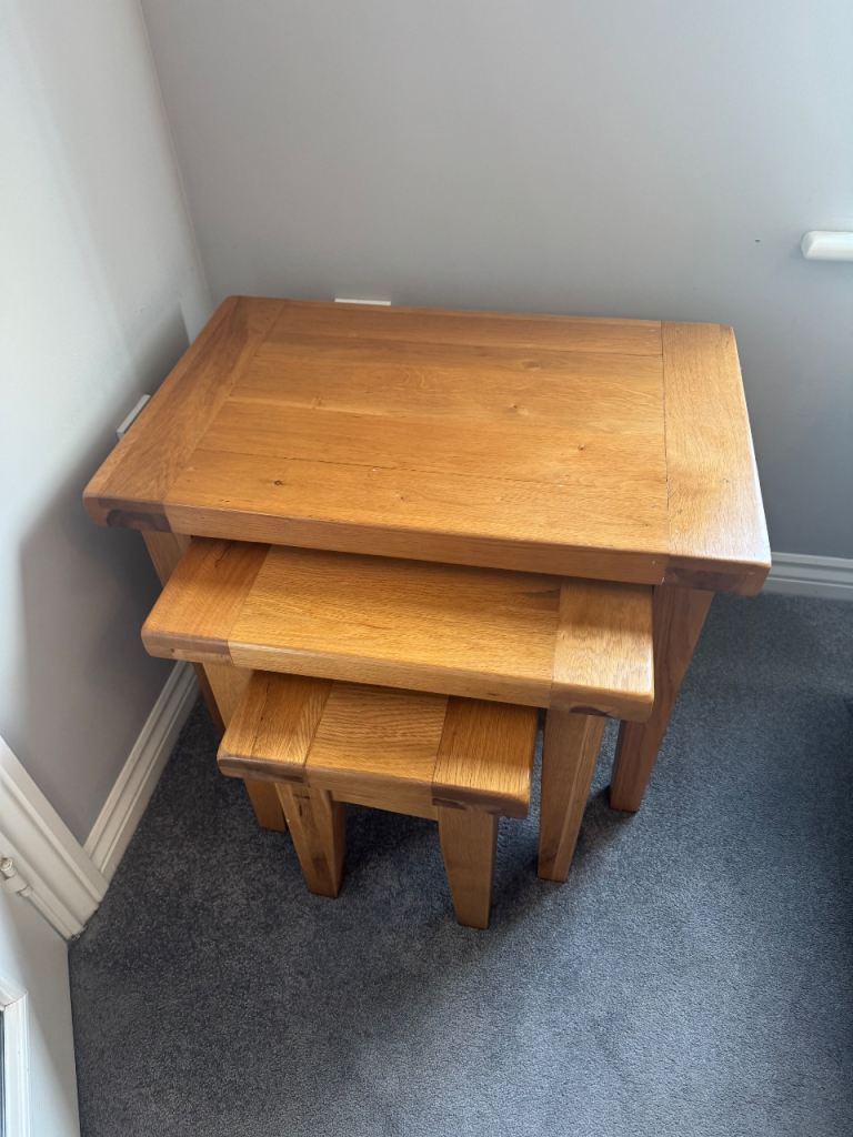 Solid Oak Nest of Tables