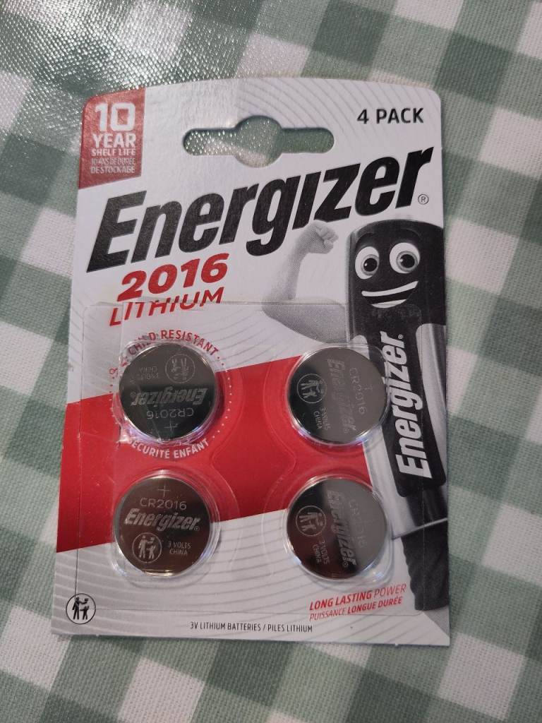 Energizer 3V 2016 coin batteries 4 pack- opened but unused
