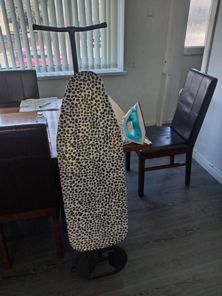 Ironing Board with Leopard Print Cover – Good Condition