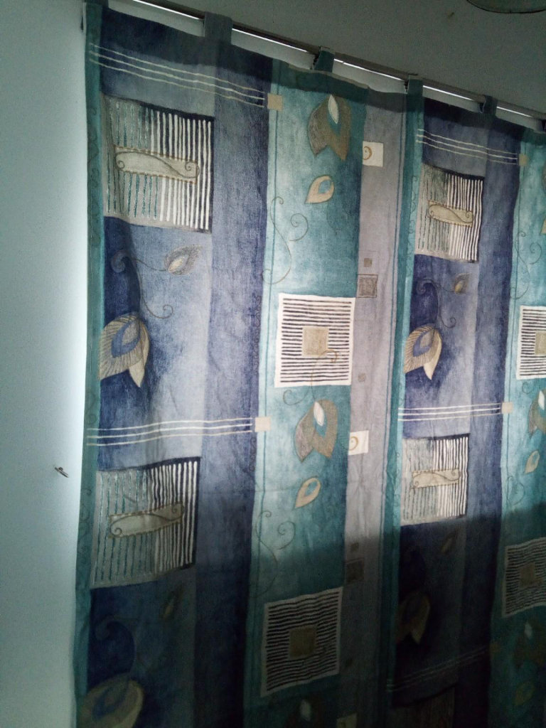 Hade Made Shades of Blue Floral Curtains