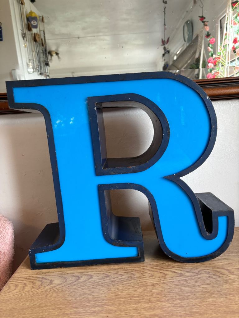 Large Letter R  metal and Perspex sign 