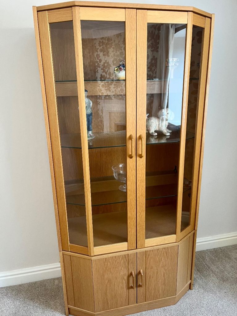 Wooden Display Cabinet with Glass Doors – Good Condition