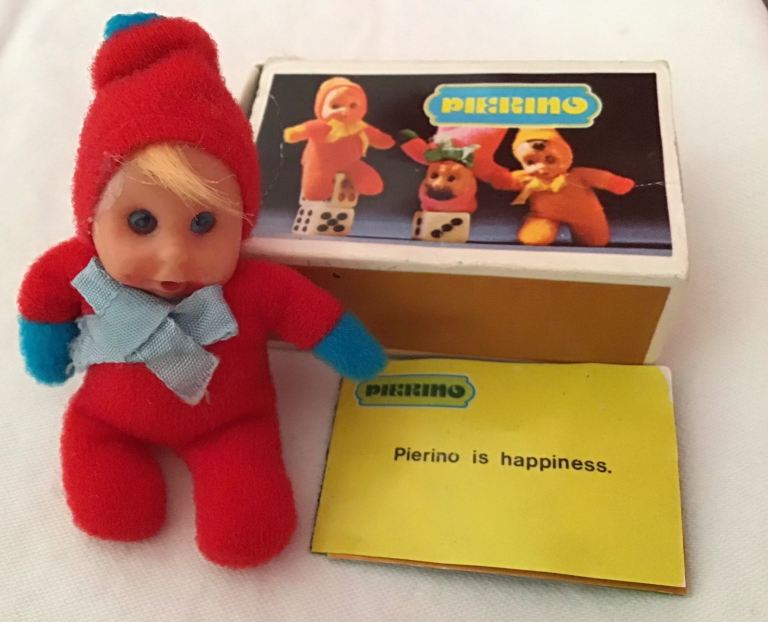 Vintage 1970s Pierino Matchbox Doll With Rare Original Foldout Leaflet