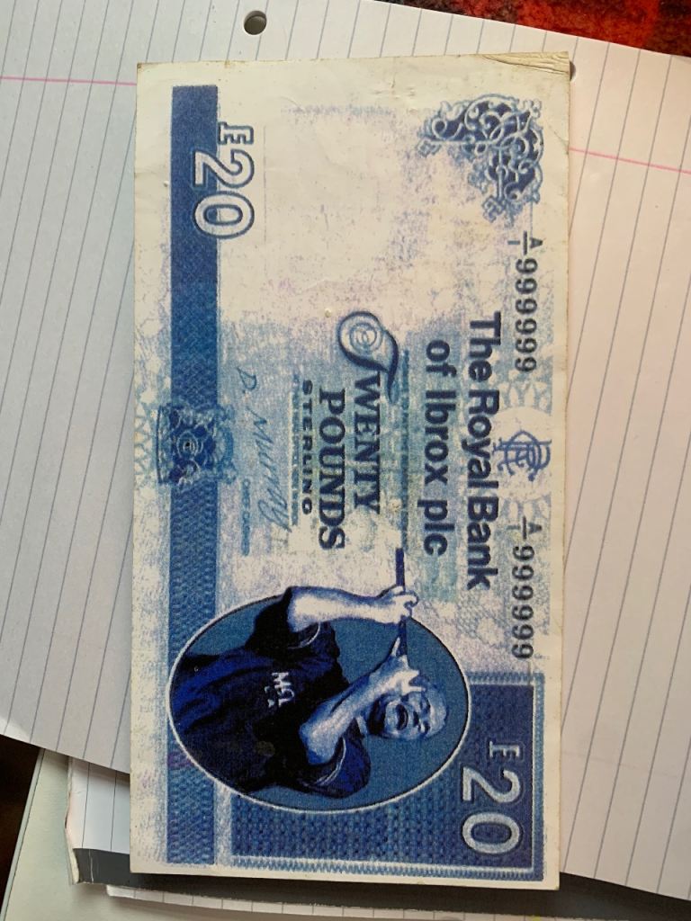 Paul Gascoigne Rangers £20 Note Collectible