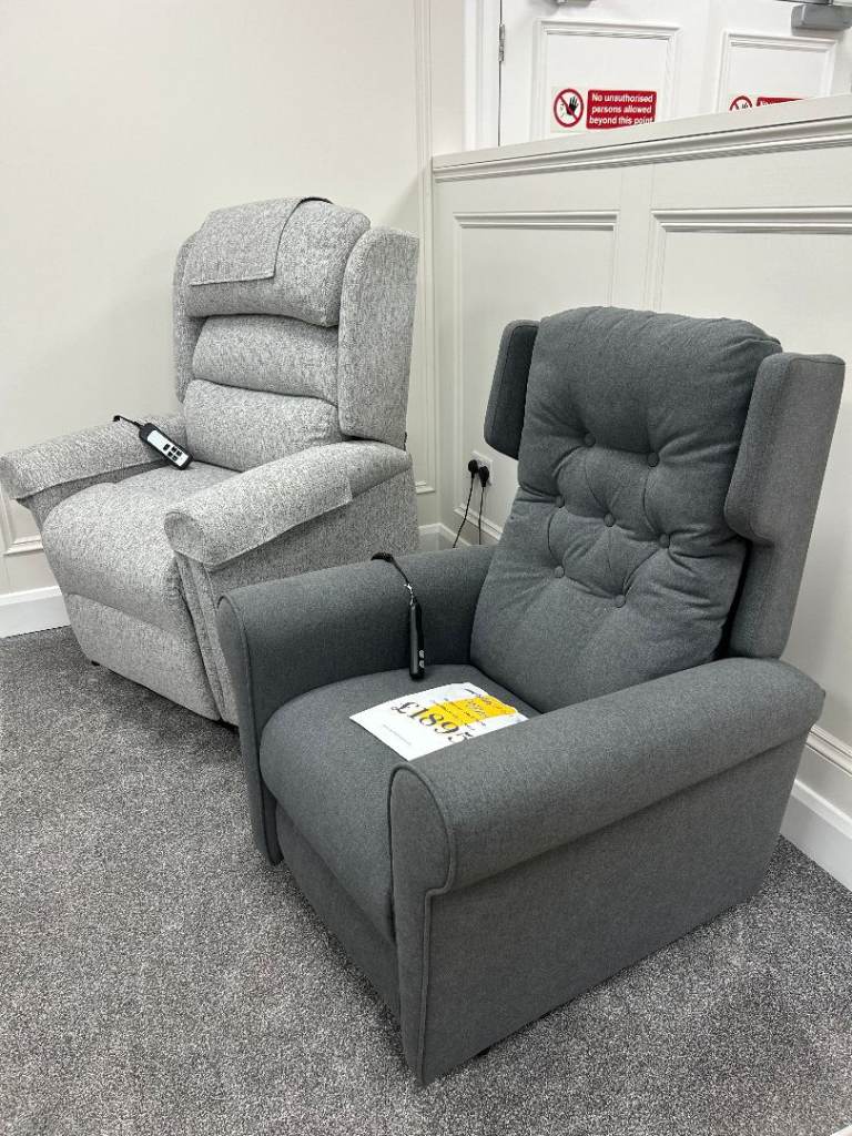 Rise and Recline armchairs, suite, cloth, leather, faux leather, dual motor, quad motor