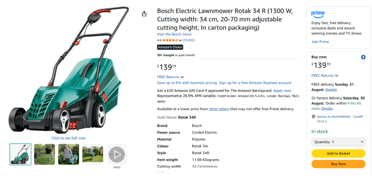 Bosch Rotak 34 Ergoflex Lawnmower