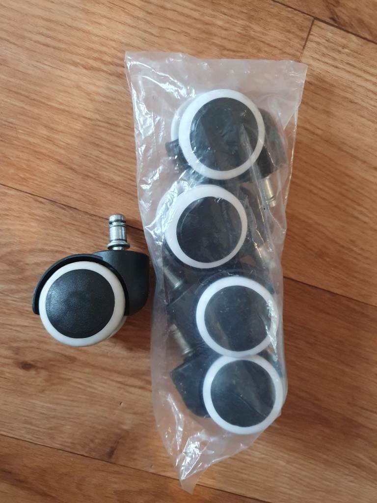 Brand New Black & White Office Computer Chair Wheels - Set of 5