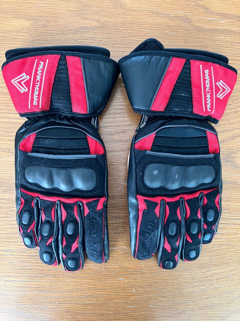 Frank Thomas Motorcycle Gloves Red Black Leather Protective Size L
